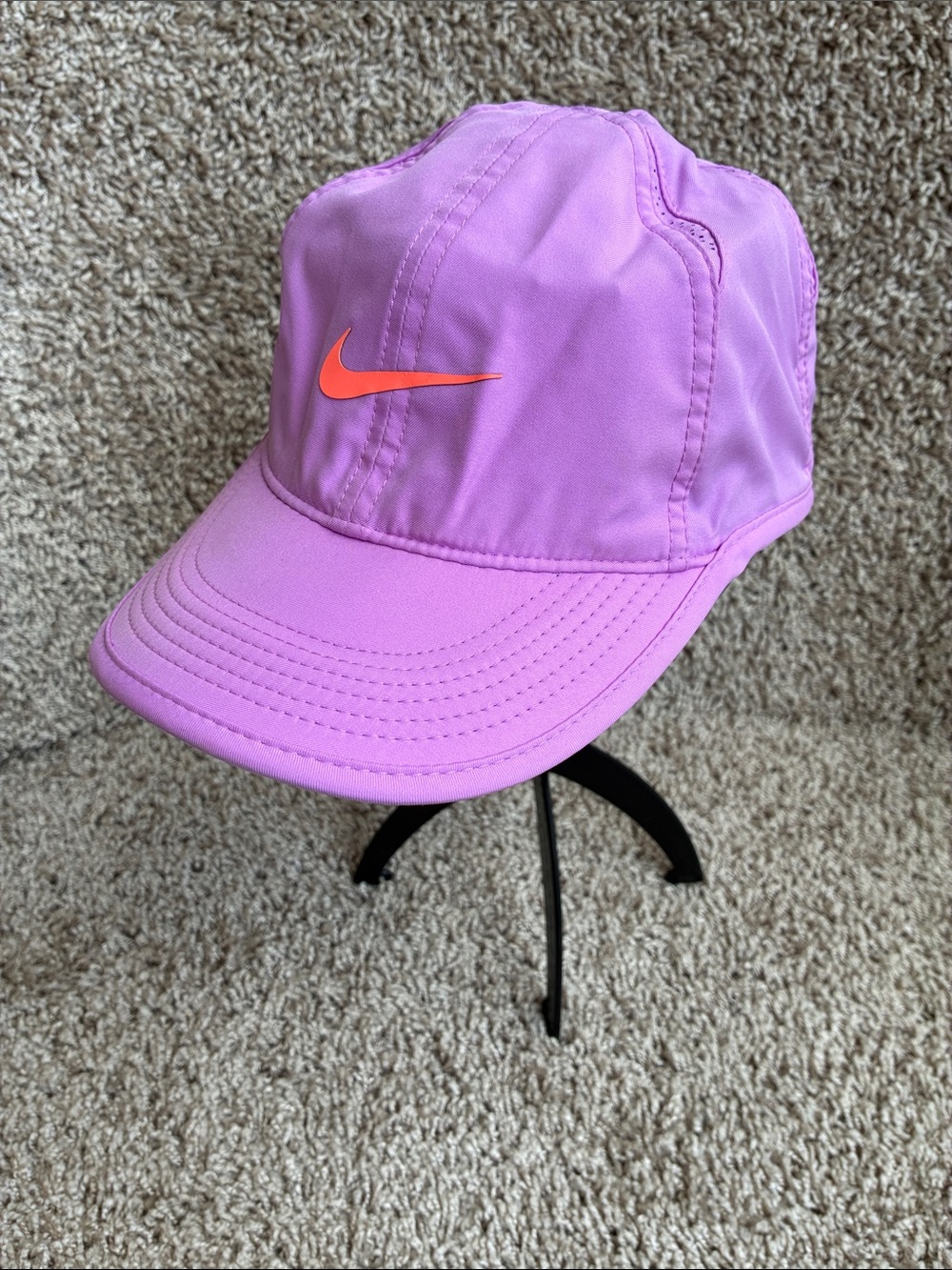 Nike Featherlight Lavender Dri-Fit Orange Swoosh Running Cap
